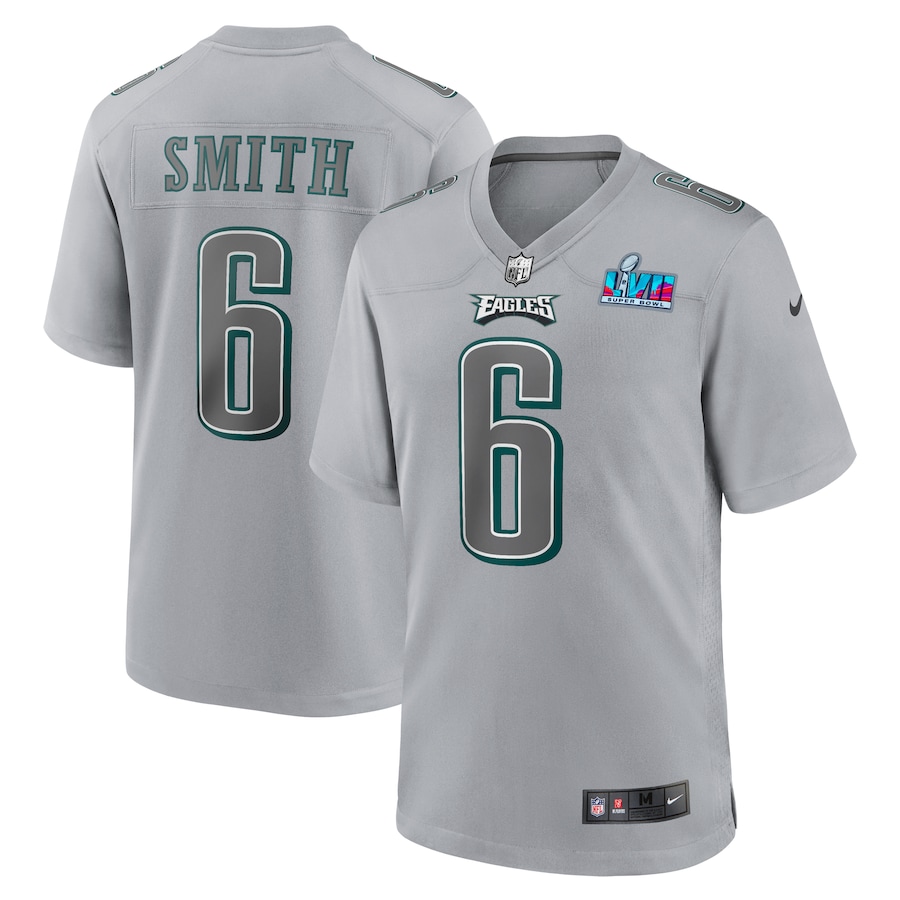 Kolonel Overwinnen grijs DeVonta Smith Philadelphia Eagles Nike Super Bowl LVII Patch Atmosphere  Fashion Game Jersey - Gray