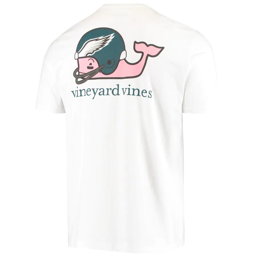 Men's Philadelphia Eagles Vineyard Vines White Team Whale Helmet T-Shirt
